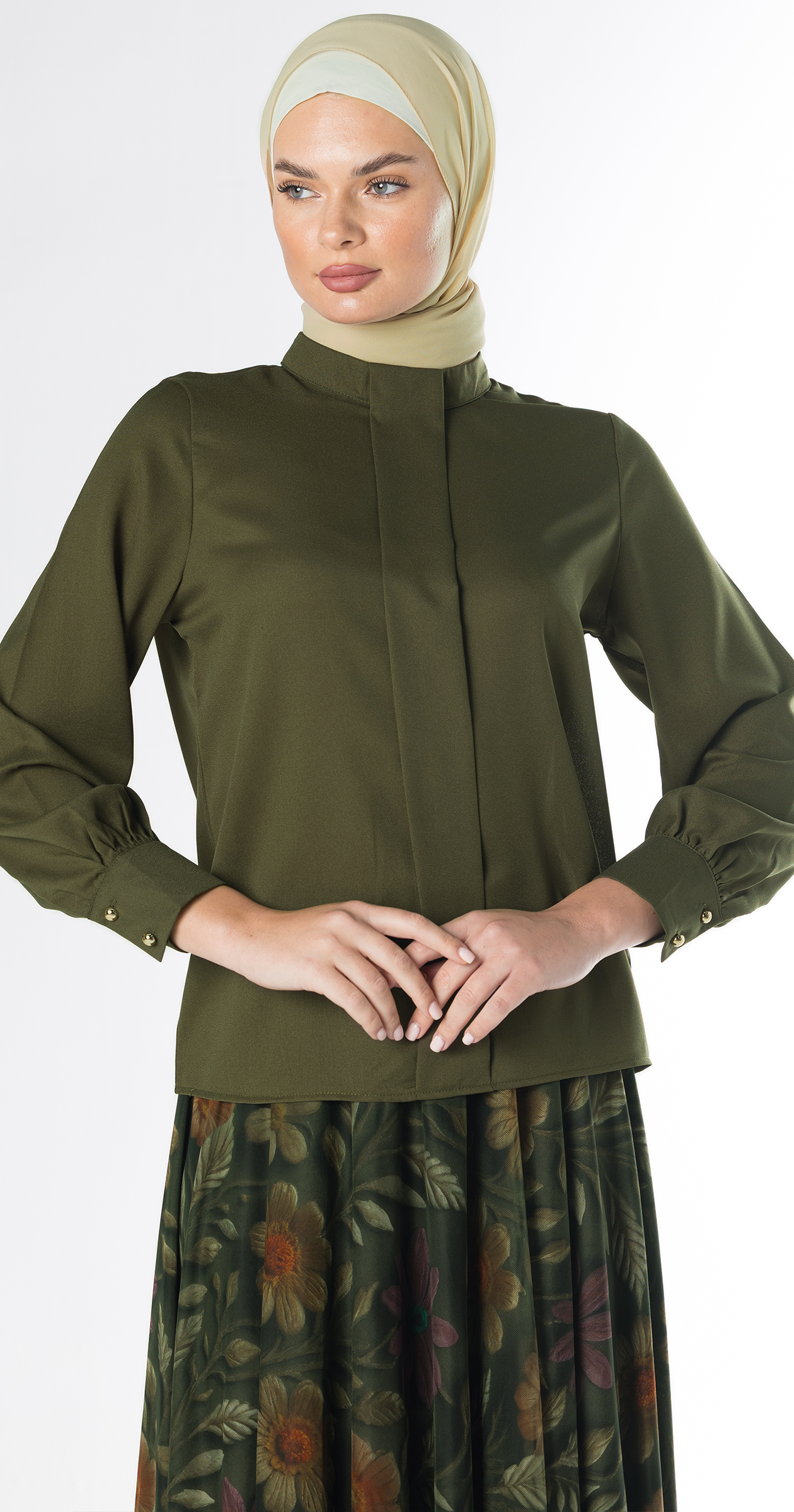 Noa Crepe Blouse/Olive Green