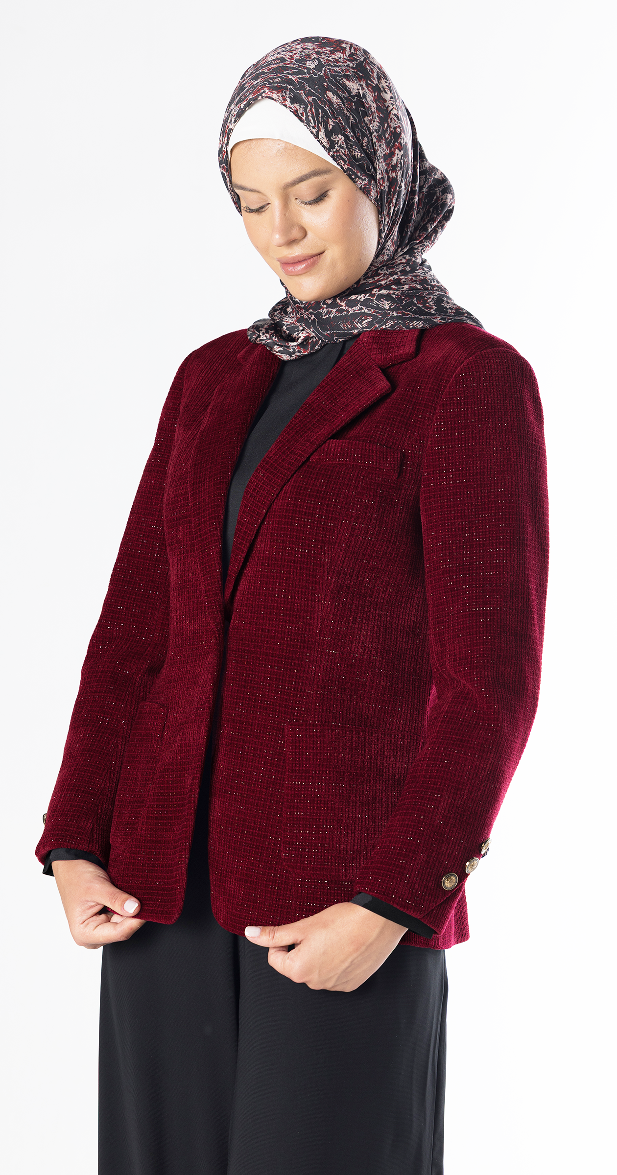 Ruby Ribbed Velvet Blazer