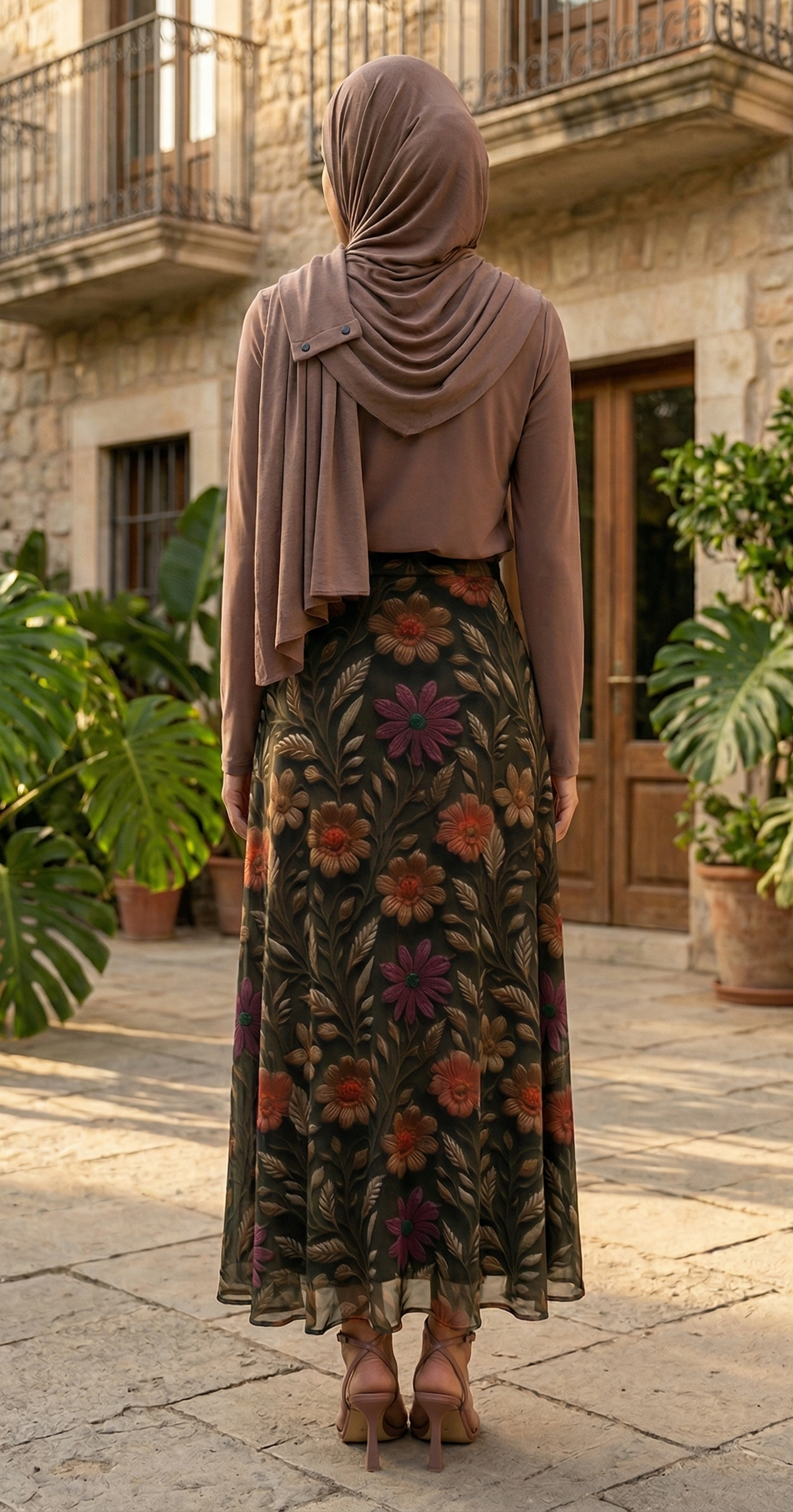 Flowers Flare Skirt  (Tulle Fabric)