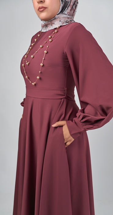 Amara Bloom Flare Dress -Rose Wood