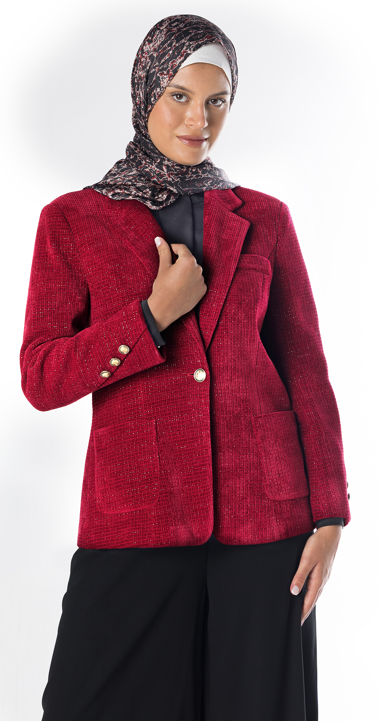 Ruby Ribbed Velvet Blazer