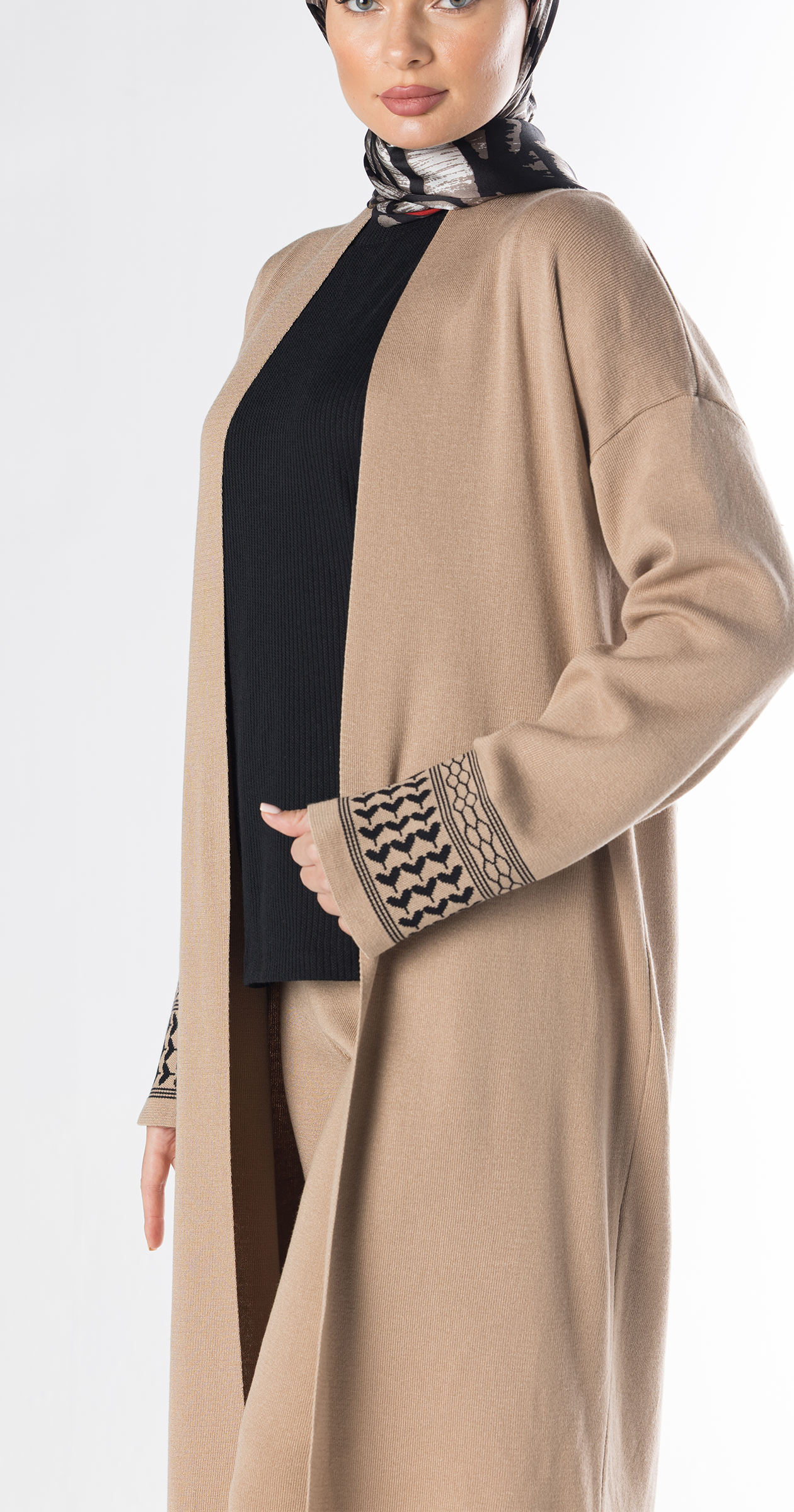 Beige Lazy Suit Long Cardigan + Wide-leg Pants/One Size