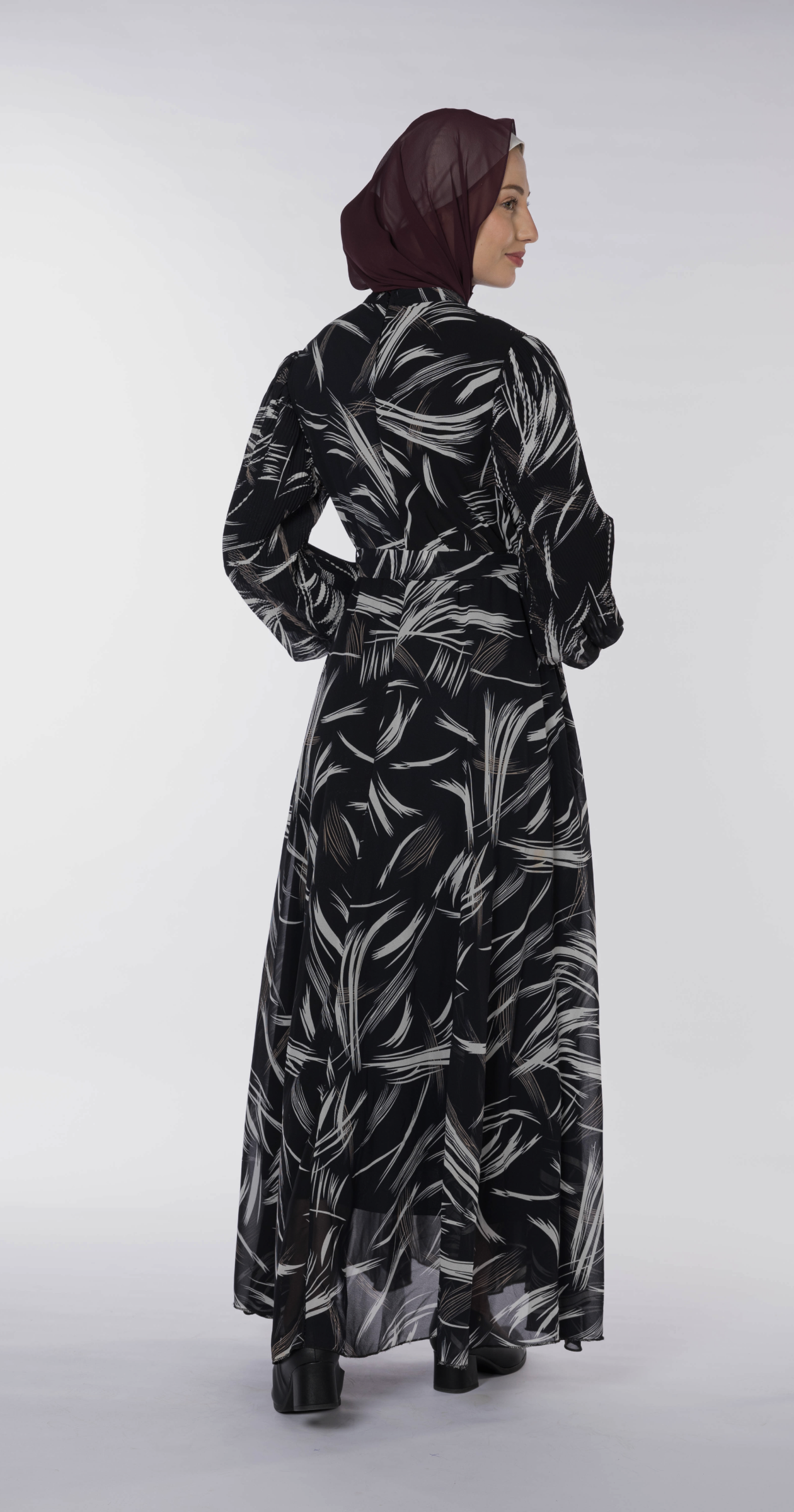 Chiffon Black & White Printed Maxi Dress