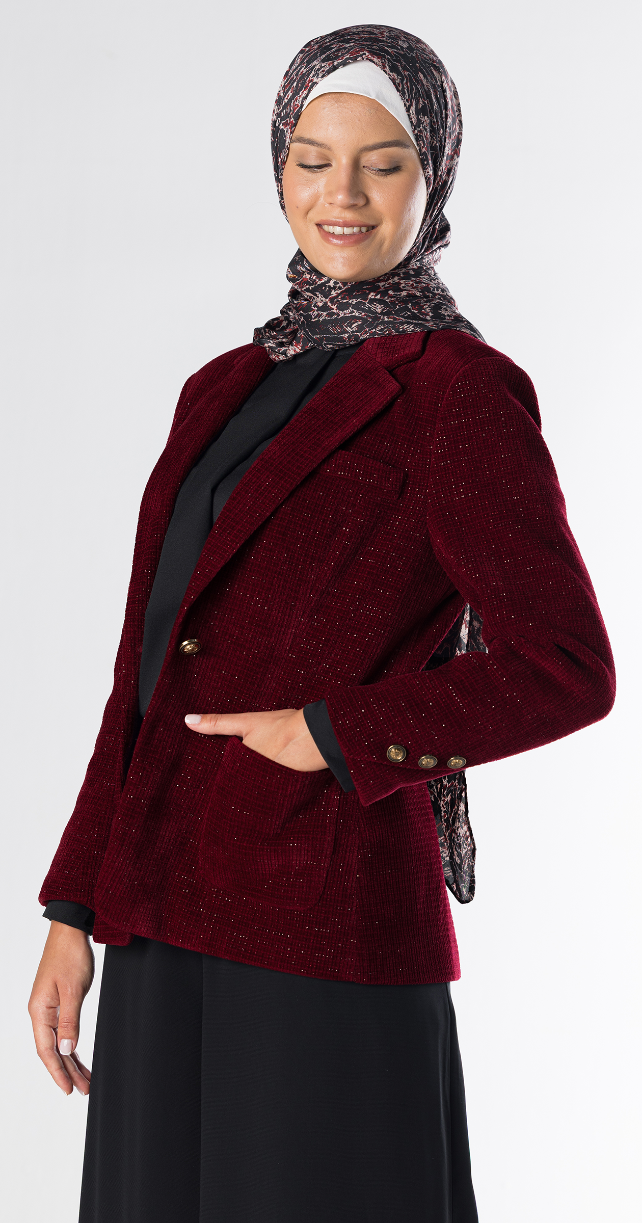 Ruby Ribbed Velvet Blazer