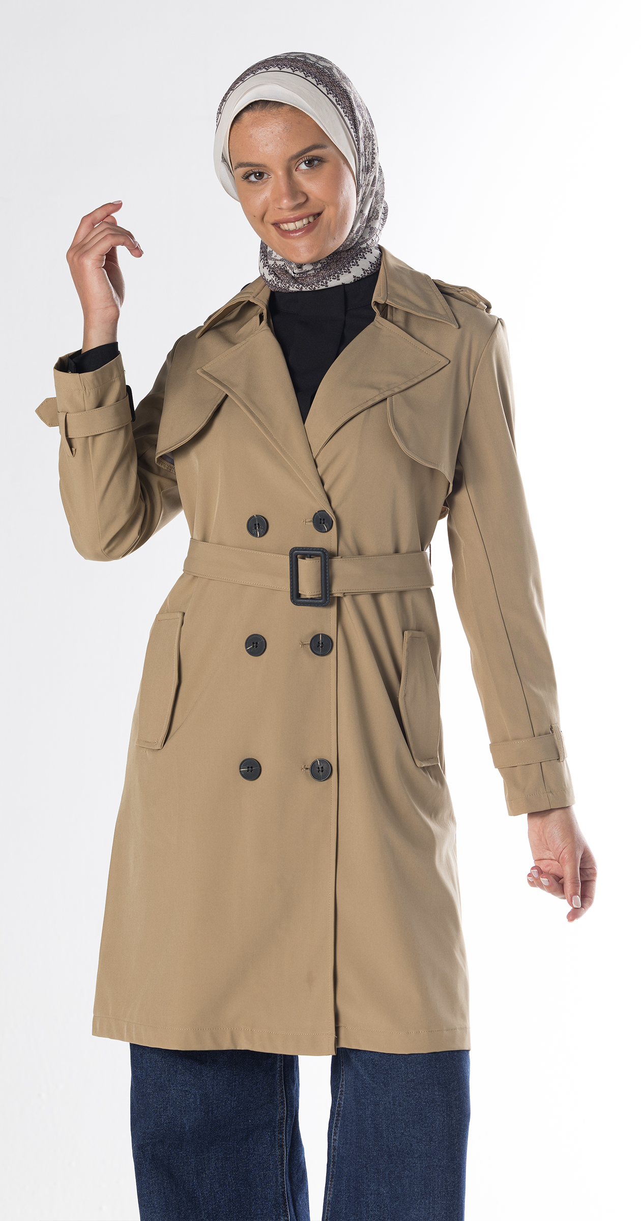 [Beige Sahara Mist] British Vintage Trench Coat، Korean Version