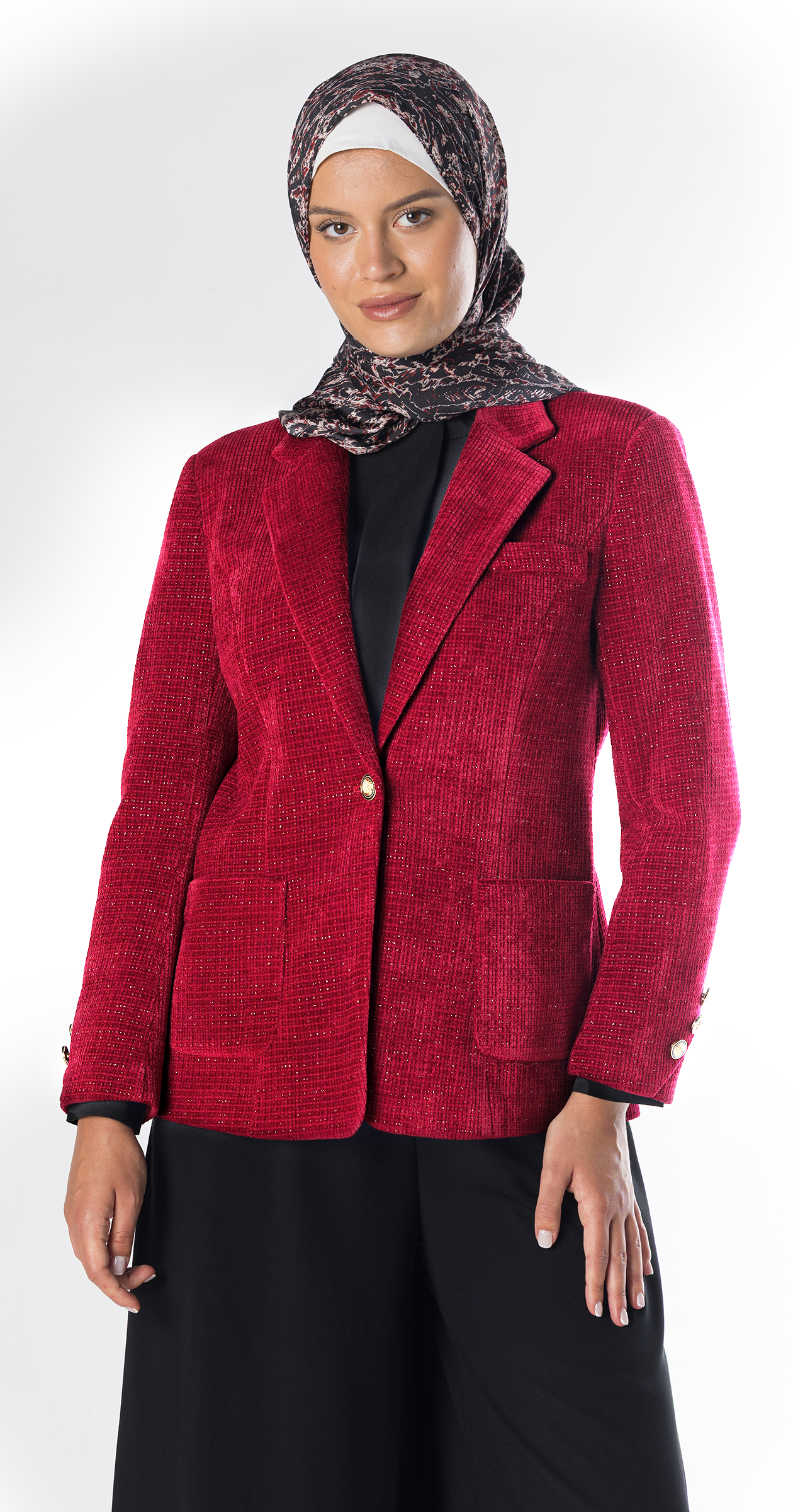 Ruby Ribbed Velvet Blazer