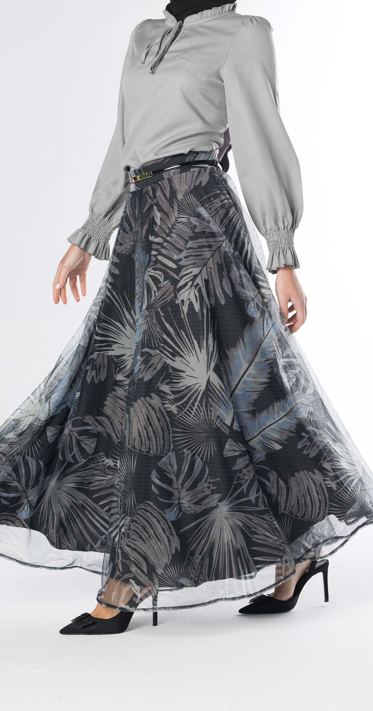 Midnight Botanica Tulle Skirt