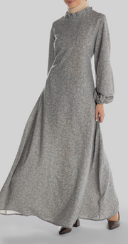 Ruqayya Dress [Grey Flowers]