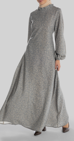 Ruqayya Dress [Grey Flowers]