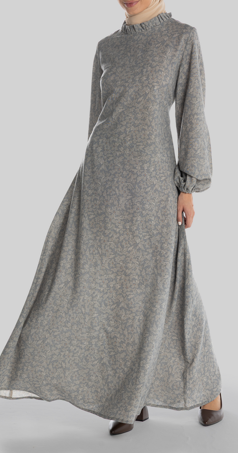 Ruqayya Dress [Grey Flowers]