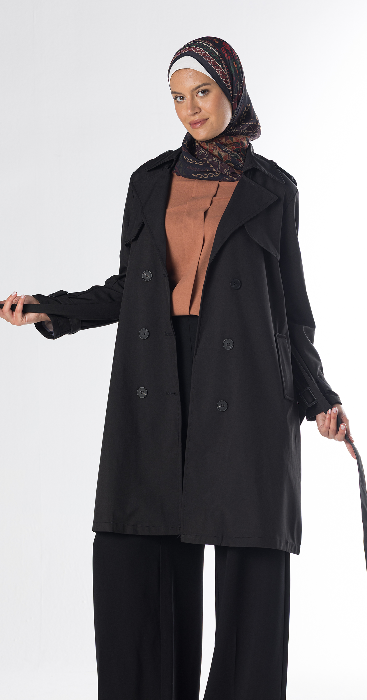 [Black Sahara Mist] British Vintage Trench Coat، Korean Version