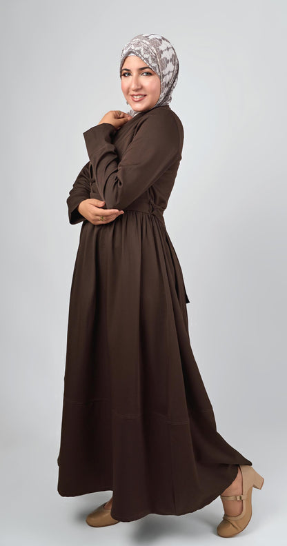 Sophia Modest Dress-Brown