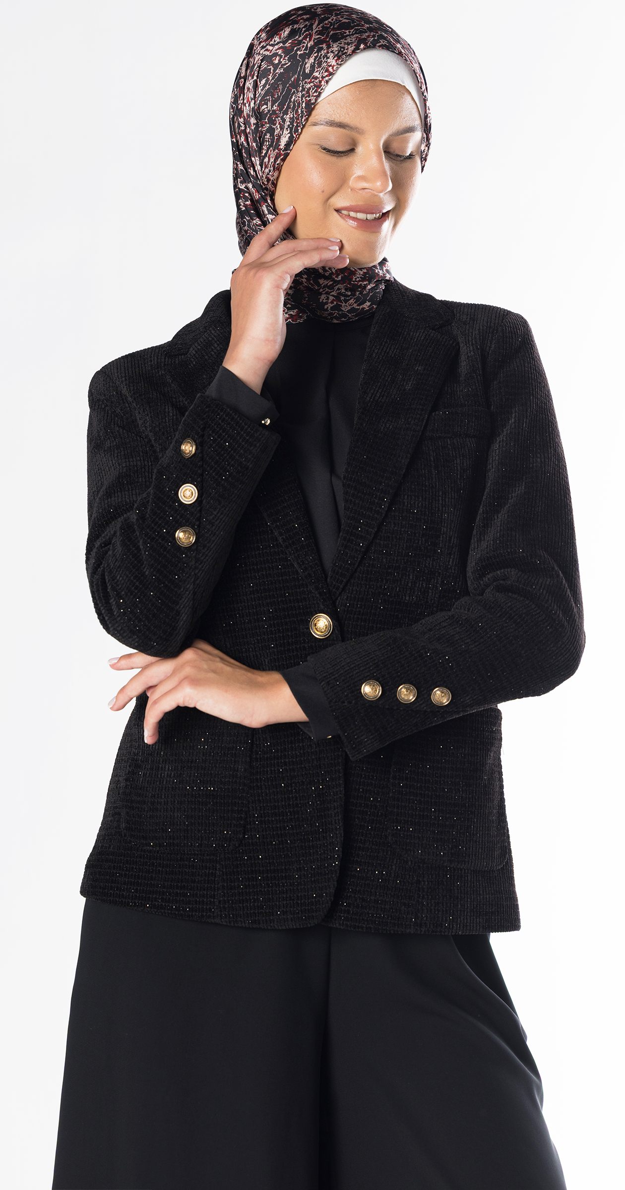Ruby Ribbed Velvet Blazer