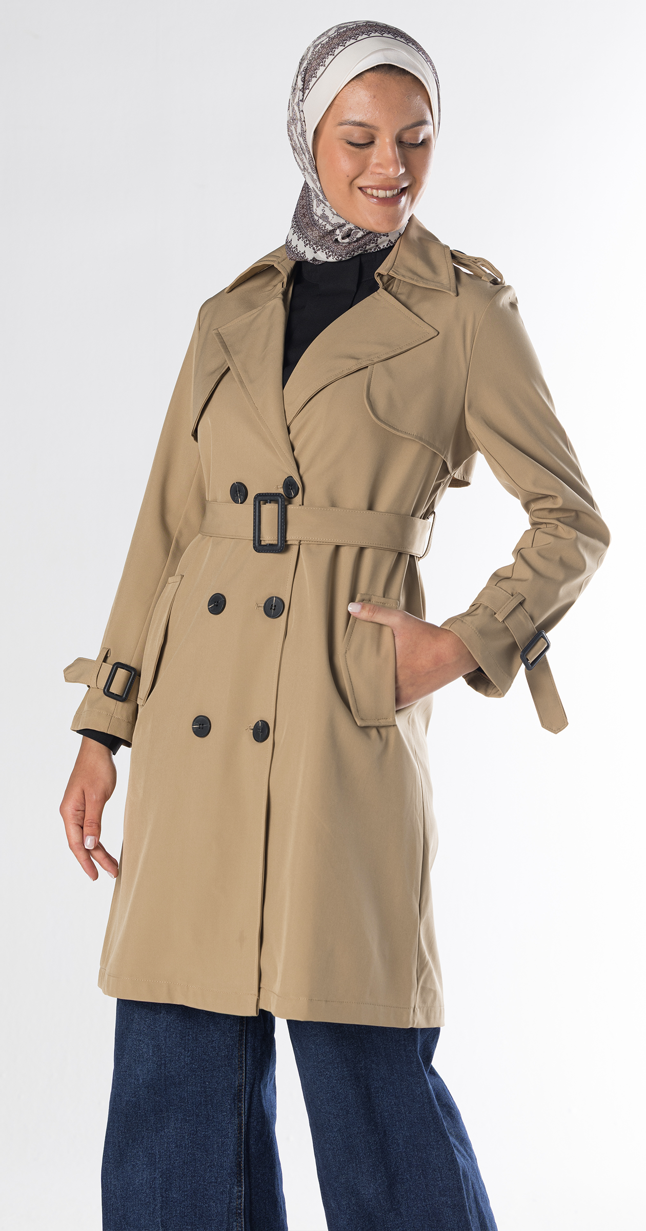 [Beige Sahara Mist] British Vintage Trench Coat، Korean Version