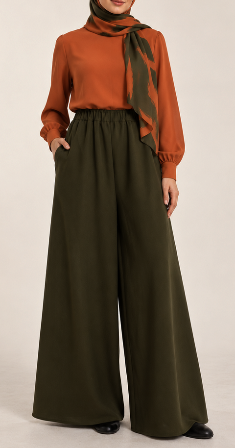 Sandra Palazzo Pants [Olive Green]