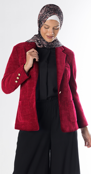 Ruby Ribbed Velvet Blazer