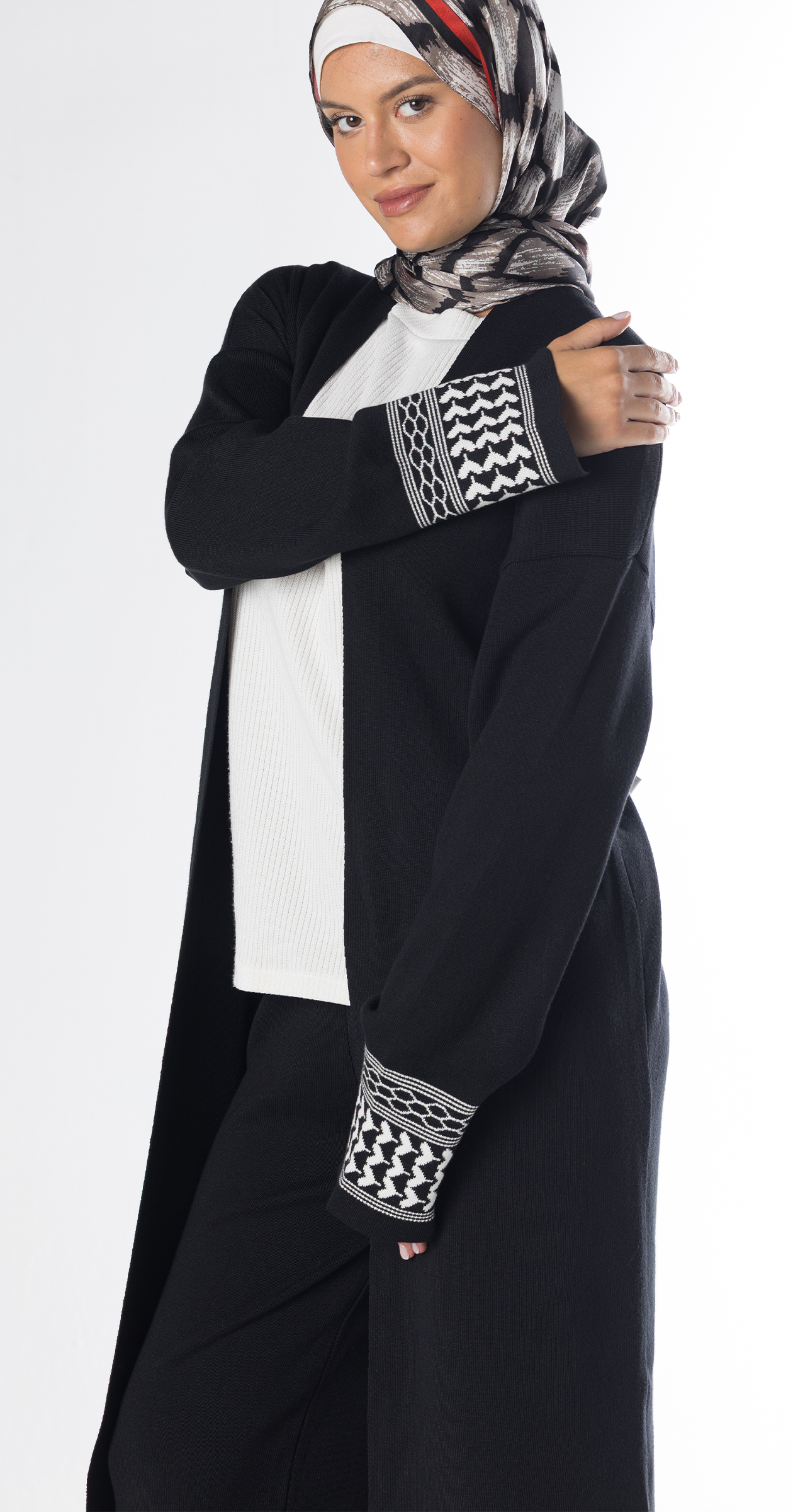Black Lazy Suit Long Cardigan + Wide-leg Pants/One Size