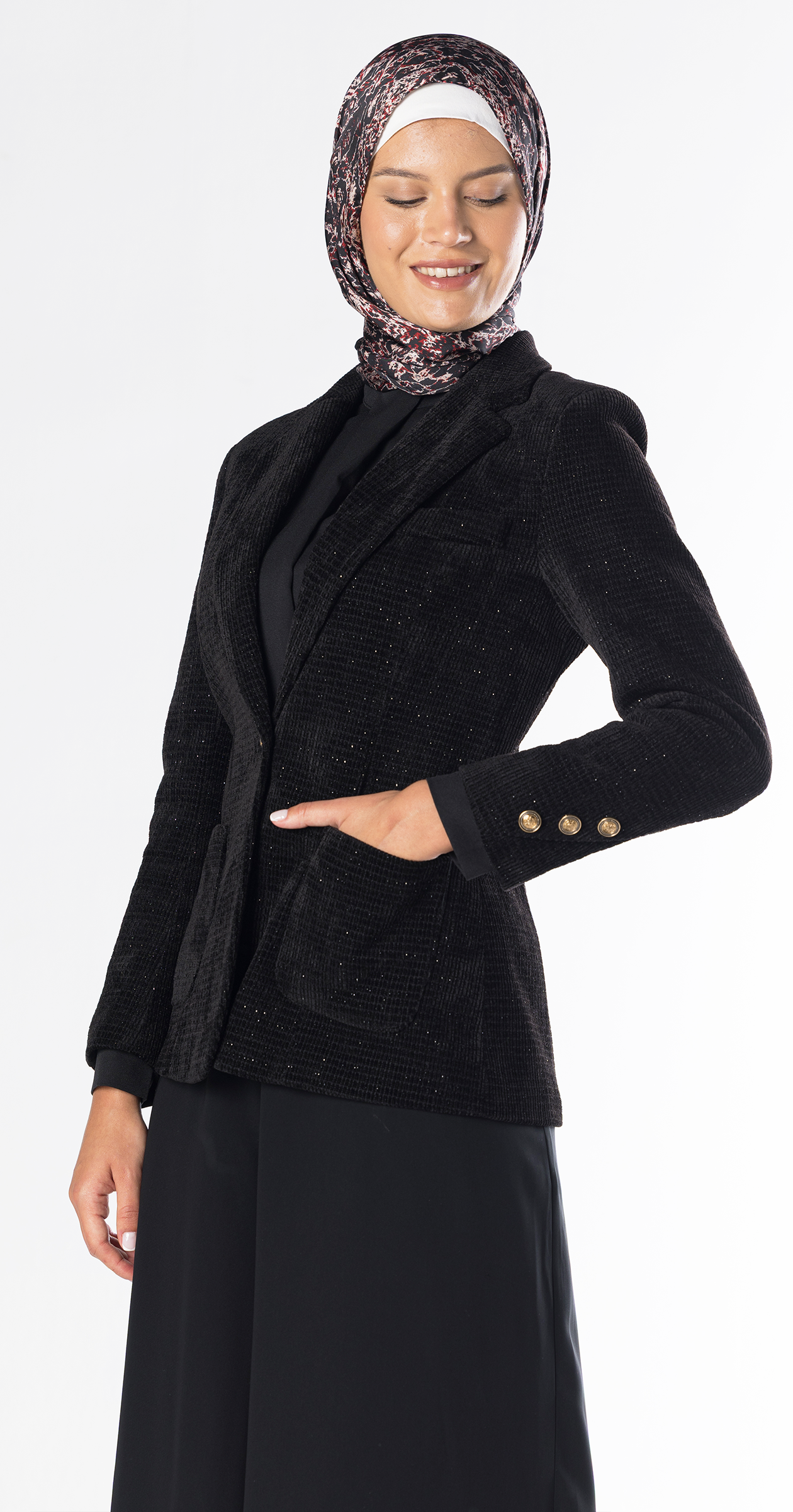 Ruby Ribbed Velvet Blazer