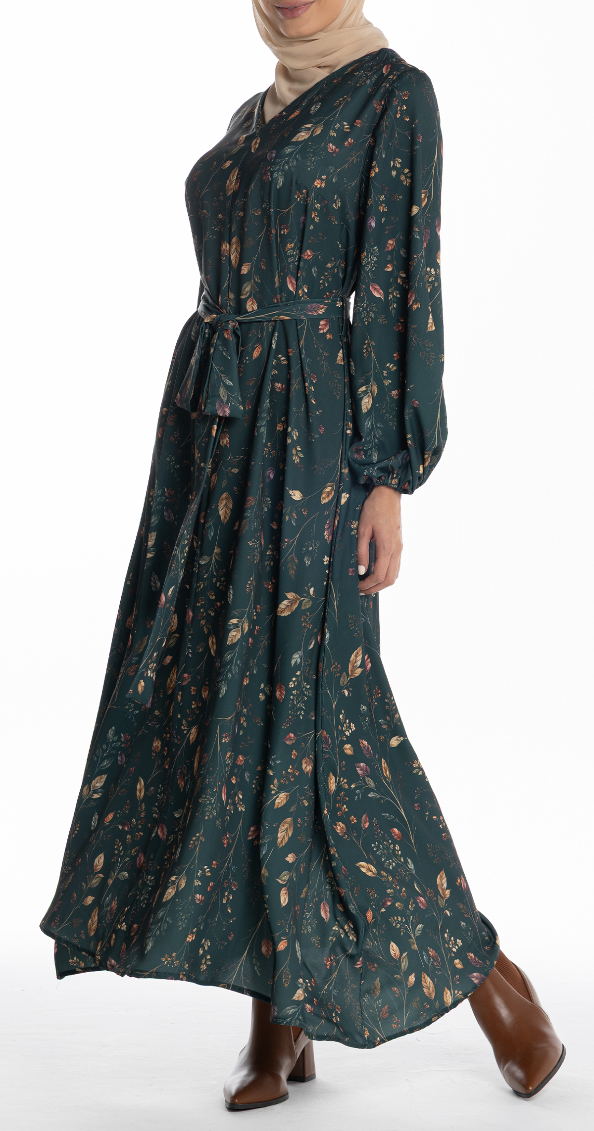 Talia Dress [Green Roses]