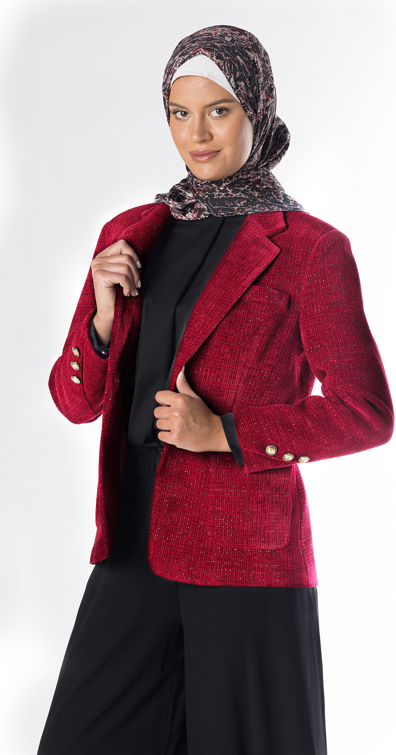 Ruby Ribbed Velvet Blazer