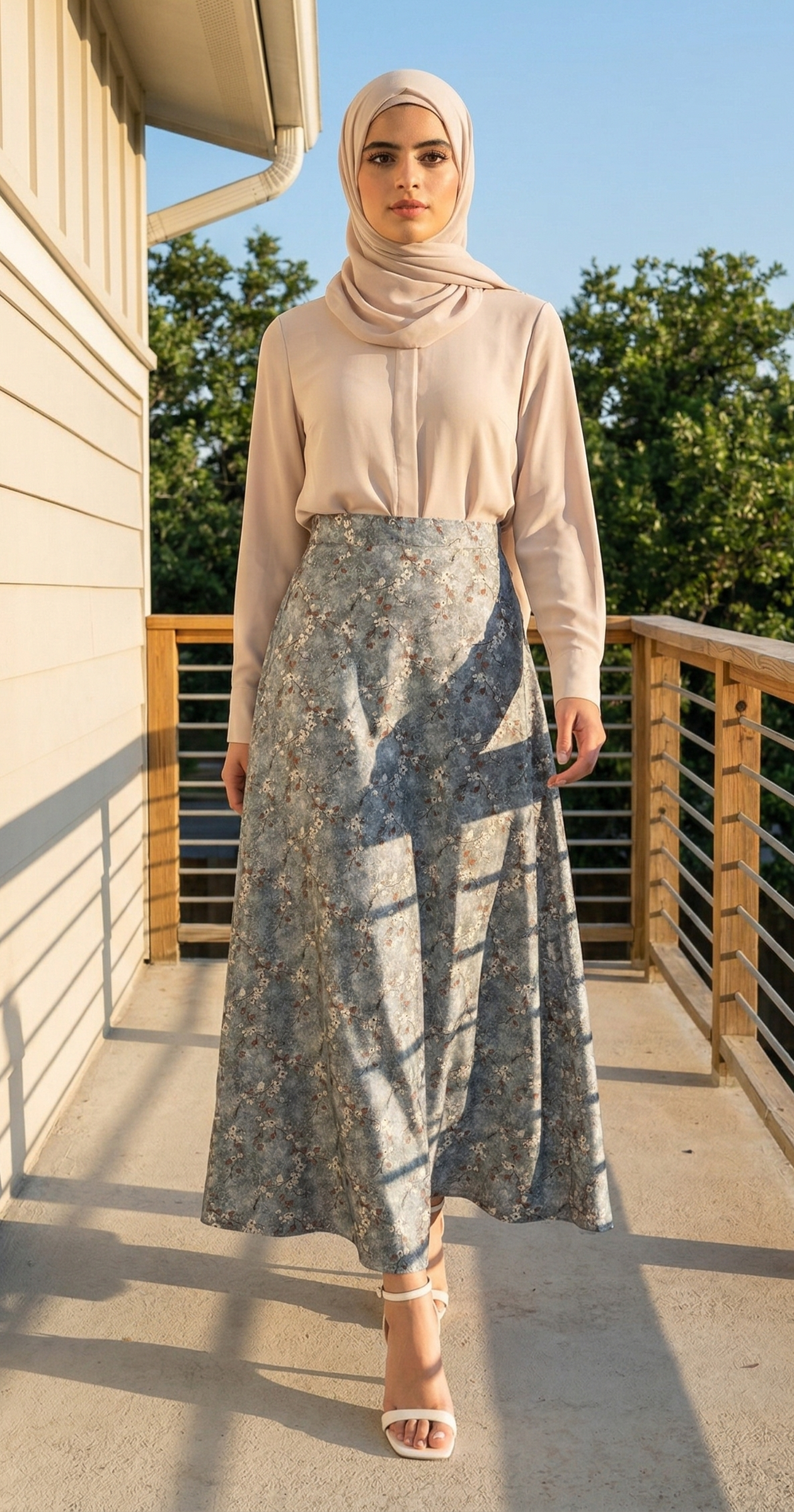 Grey Flare Skirt (Crepe Satin)