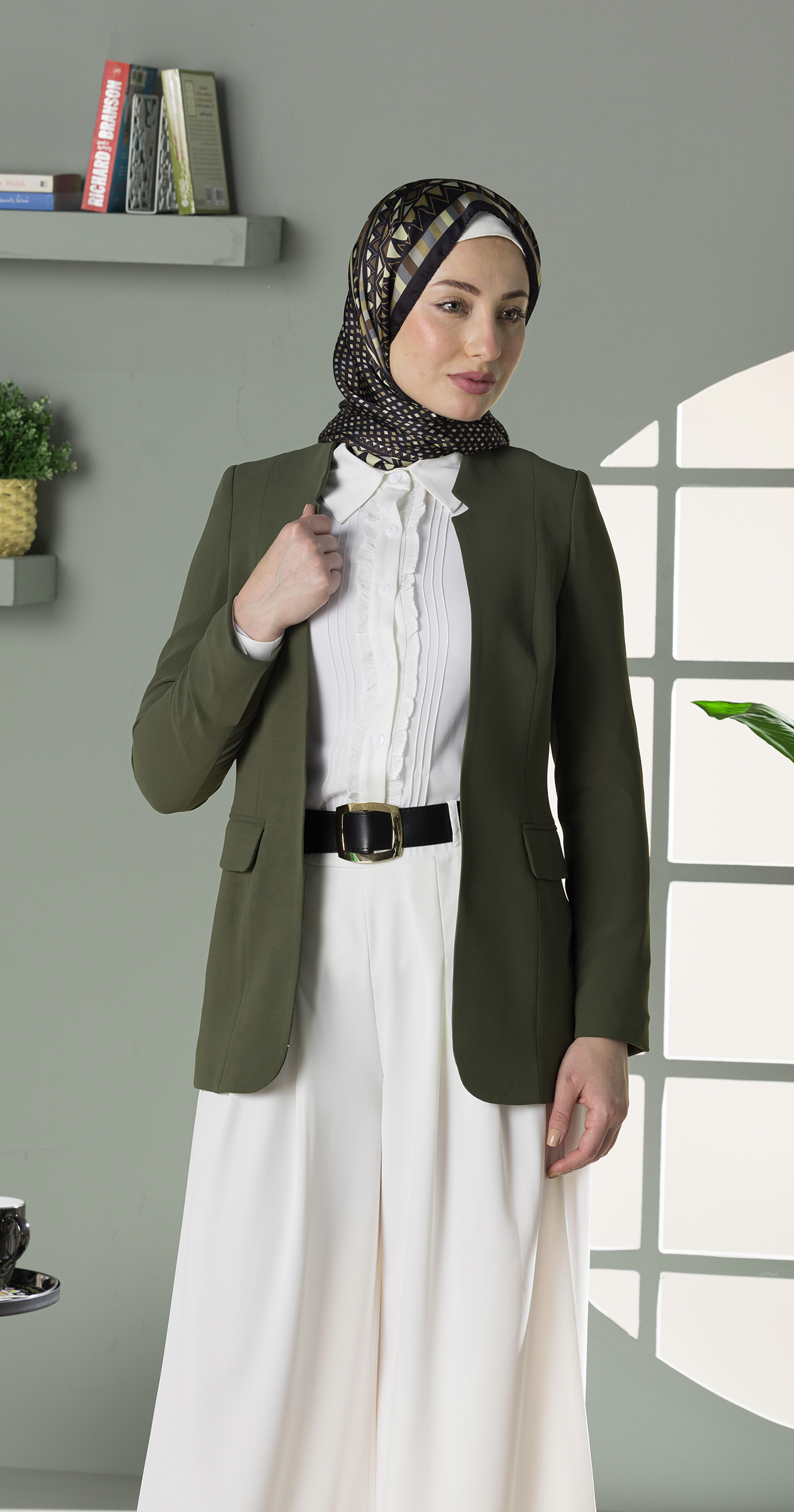 Formal Blazer-Collarless Shawl Style