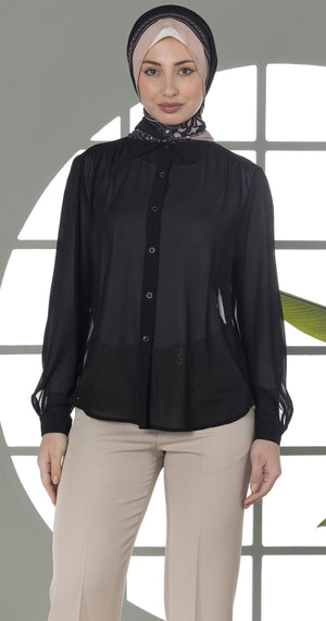 Black Chiffon Blouse