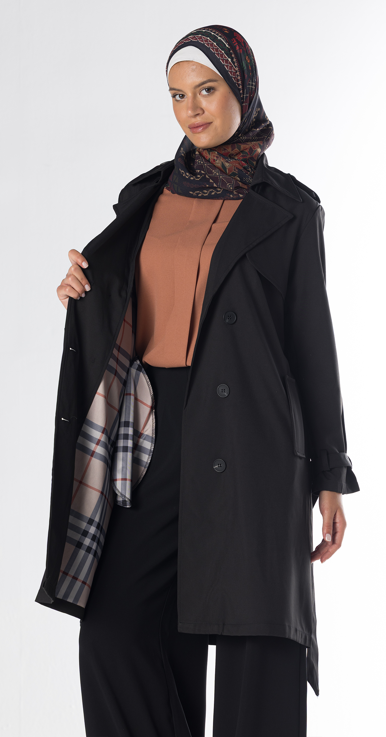 [Black Sahara Mist] British Vintage Trench Coat، Korean Version