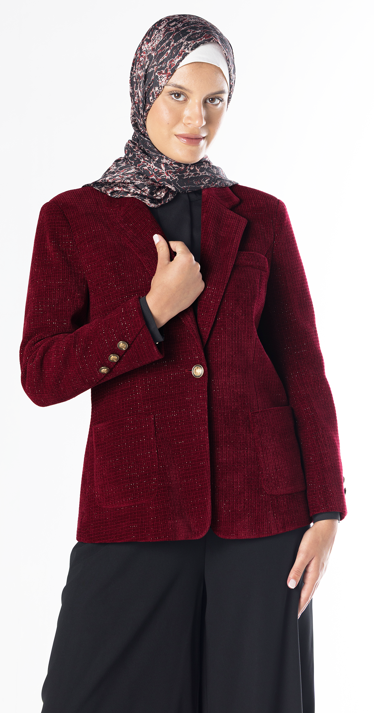 Ruby Ribbed Velvet Blazer