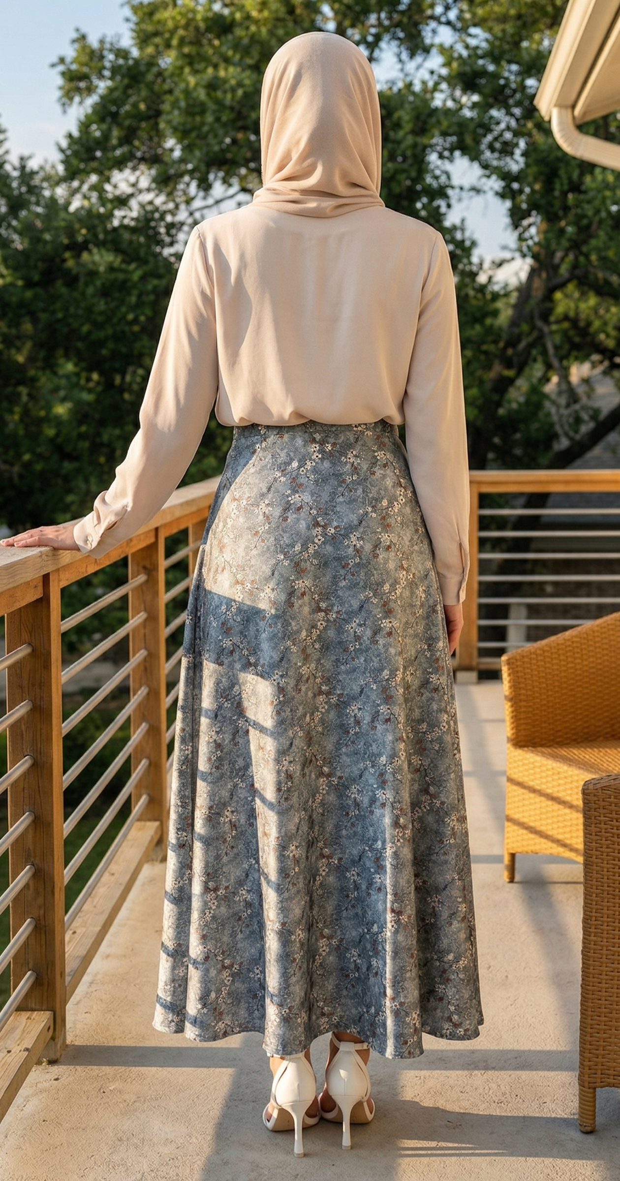 Grey Flare Skirt (Crepe Satin)