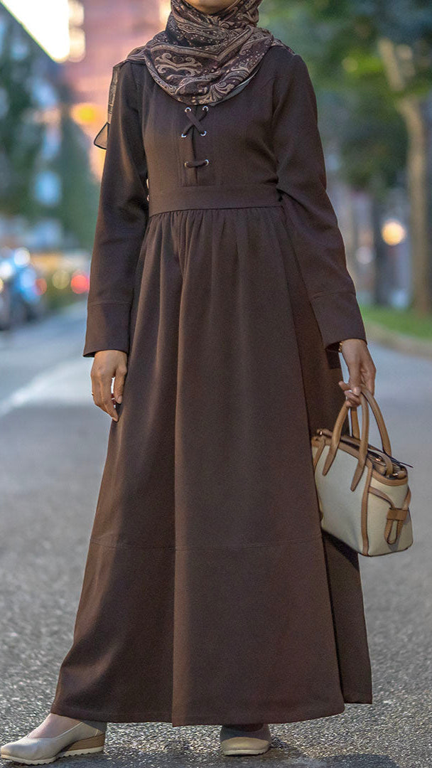 Sophia Modest Dress-Brown