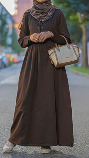 Sophia Modest Dress-Brown
