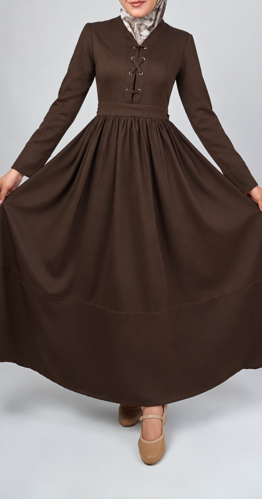 Sophia Modest Dress [Brown]