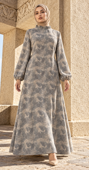 Ruqayya Dress [Grey Feathers]