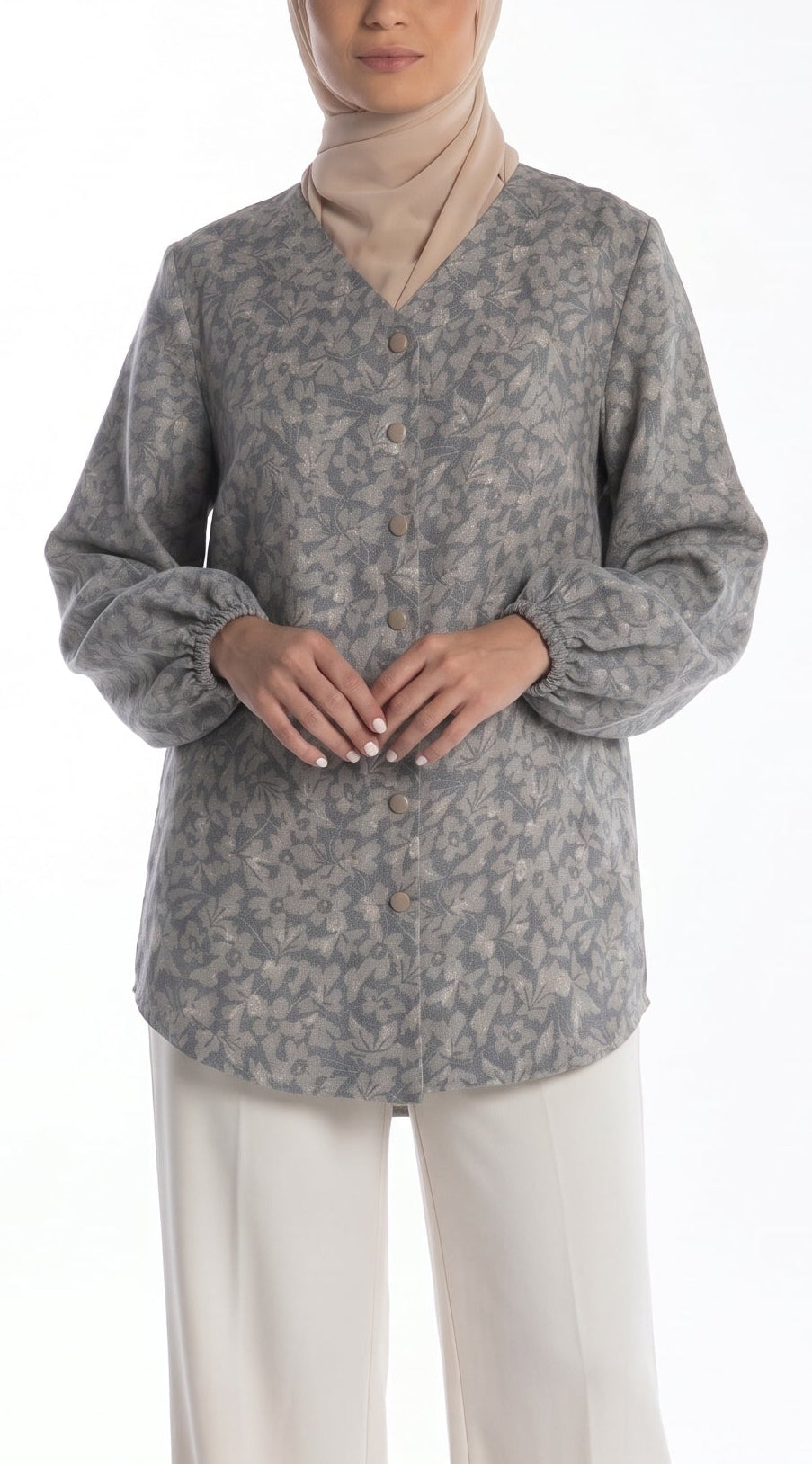 بلوزة زوزو (ورود رمادية)